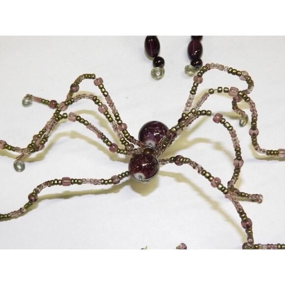 Handmade Beaded Spider Ornaments Set 7 Decor Figurines Beads Stones Ooak Bag7B - Picture 7 of 16